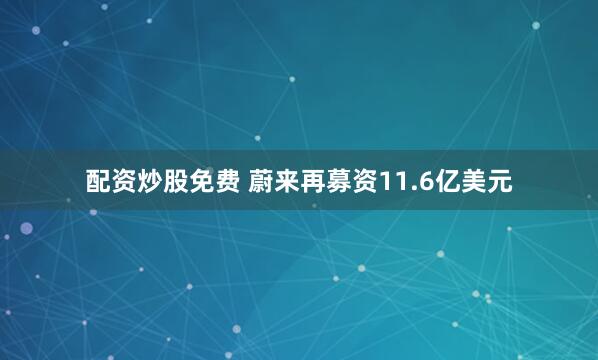 配资炒股免费 蔚来再募资11.6亿美元