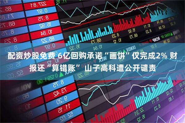 配资炒股免费 6亿回购承诺“画饼”仅完成2% 财报还“算错账” 山子高科遭公开谴责